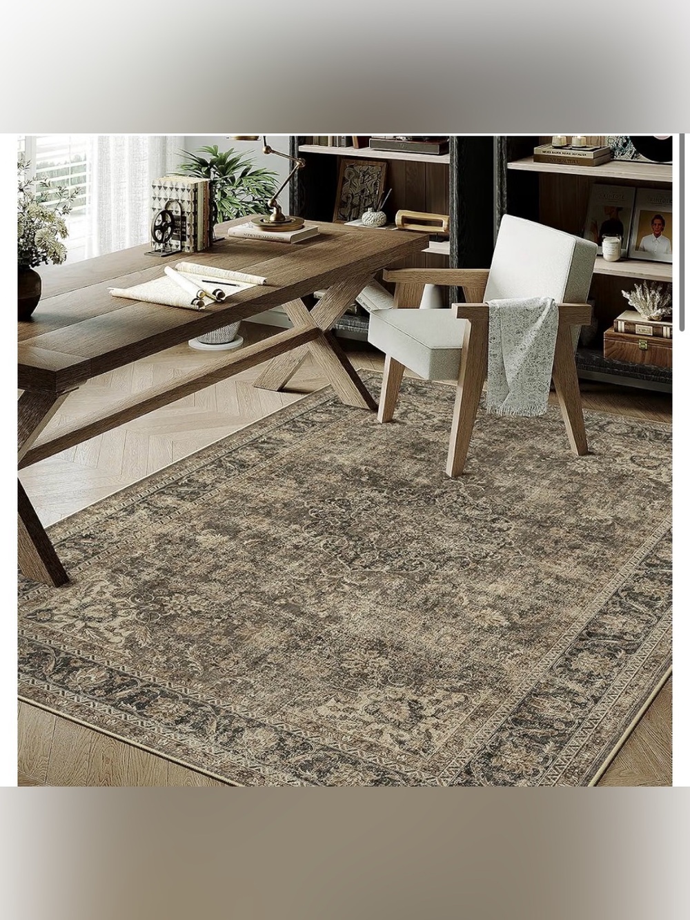 4x5 Brown/Black Washable Area Rug